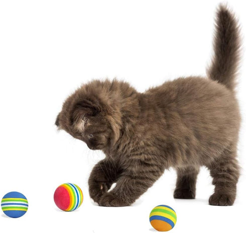 PET SHOW 15pcs Colorful Rainbow Soft Foam Interactive Cat Toy Balls for Indoor Cats & Small Dogs Quiet Playing