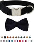 Dog Collar with Bow Tie, Adjustable Velvet Pet Collar with Metal Buckle and Stylish Detachable Bow Tie for Small Medium