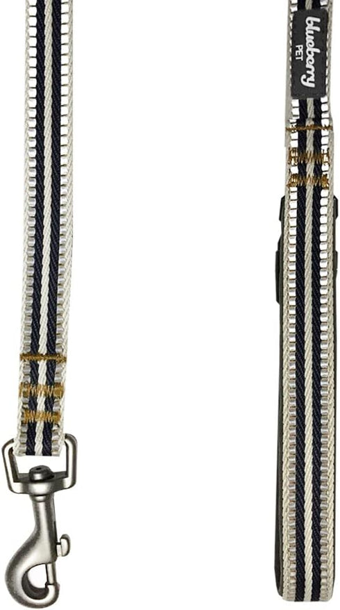 Blueberry Pet 3M Reflective Nylon Dog Leash with Soft Handle, Multi-Colored Stripe, Olive & Blue-Gray, Small