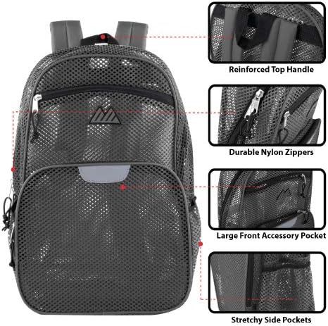 Summit Ridge Collapsible Mesh Backpacks for Adults, Large Backpack with Reflective Strip and Wire Frame for School,
