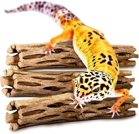 SunGrow Leopard Gecko Cholla Wood, 5 Inches Long, 6-Pack, Create Basking Spot for Lizards and Bearded Dragons