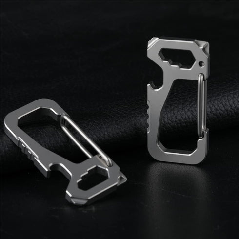 FULLGUEEN Titanium Heavy Duty Keychain Carabiner, Multifunctional EDC Key Clip with Bottle Opener