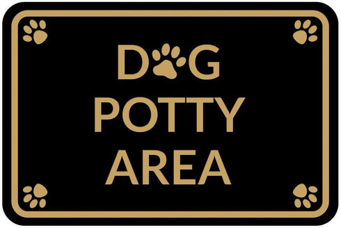 Motto Lita Classic Framed Paws, Dog Potty Area Sign (Black/Gold) - Small