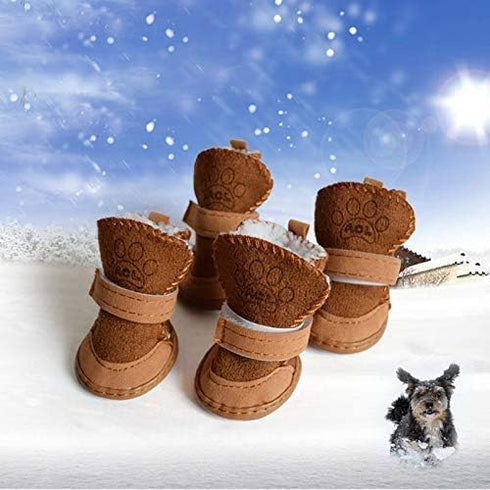 URBEST Dog Boots for Small Dogs - Winter Booties (4#, Brown)
