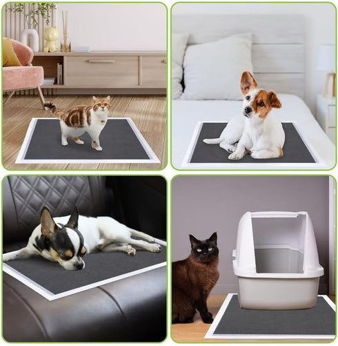 Disposable Dog Pee Pads: 13" x 18" Odor-Control Bamboo Charcoal Fiber, Super Absorbent, 50 Counts