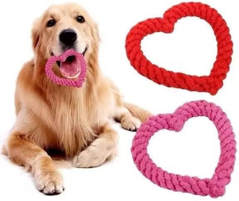 Pink Cute Dog/Cat Chew Toys, Heavy Duty Dental Rope Toy, Creative Love Heart Shaped Interactive Puppy Rope Toy