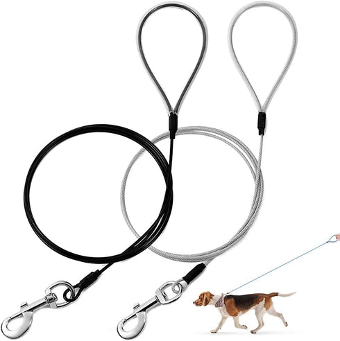 Chew Proof 6FT Dog Leash, Heavy Duty Metal Cable Lead Made of Coated Wire Rope for Large Dogs and Puppies