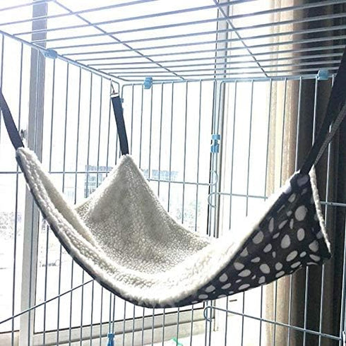 Pet Cage Hammock - Round Dot Tower Zebra Leopard Pattern Warm Hanging Bed, Soft Plush Cotton for Cat Cage