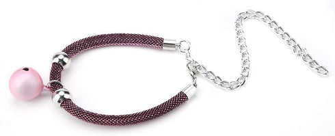 Cat Collars and Leads - Nylon Accessory Kitten Supply with Bell Collar Extension Chain, Japanese Style (Simple Powder)