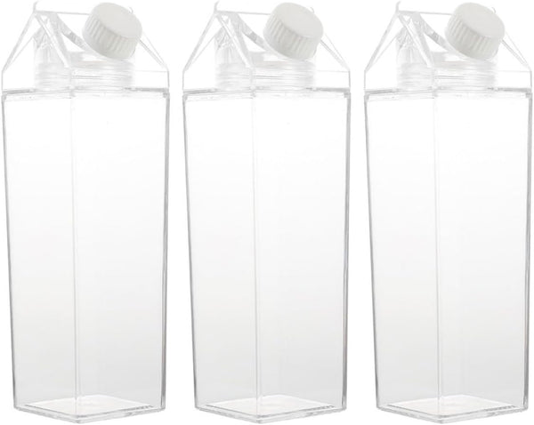 FRCOLOR 3pcs 500ml Adorable Ps Milk Bottles Carton Water Containers Reusable Beverage