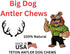 Extra Large 2-Pack Elk Antler Dog Chews, 6 to 10 inches Long for Medium to Large Dogs and Puppies