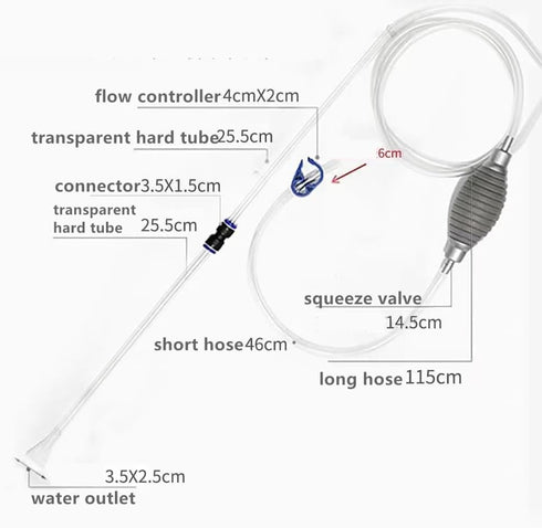Fish Tank Cleaner and Water Changer Siphon – Thinner Water Tubing, Gravel Vacuum for Small Fish Tank