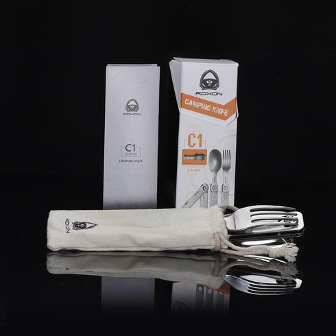 ROXON C1 3 in 1 Camping Utensils - Detachable Knife, Spoon, Fork for Outdoor Camping, Hiking