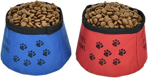 NOLITOY 2pcs Portable Pet Feeding Bowls - Foldable Travel Dog Dish & Leakproof Water Cup for Camping Hiking