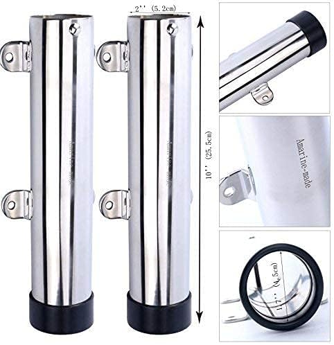 2Pcs 7643sh1 Amarine Made Boat Fishing Rod Holder, Stainless Steel Fishing Pole Holder, Side / Transom Mounted Rod