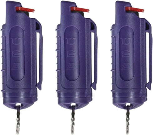 Police Magnum Keychain Pepper Spray Self Defense Belt Clip Holder - 3 Pack Tactical Safety Key Chains