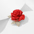 Rhinestone Rose Brooch Pins, Red Flowers Brooches for Women/Girls, Fashion Jewelry Gift
