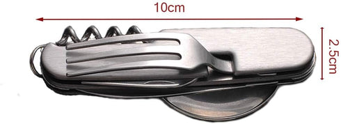 Multifunctional 6-in-1 Fork and Spoon Corkscrew Combination for Camping and Survival