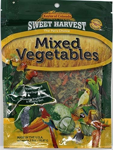 Mixed Vegetables Treat - 2.5 Oz Bag, Real Vegetables for Birds, Cockatiels, Parakeets, Parrots