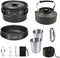 Lightweight Portable Camping Cookware Set - Pot, Pan, Kettle, Cups, Spoon, Fork, Cutter with Carry Bag for Outdoor
