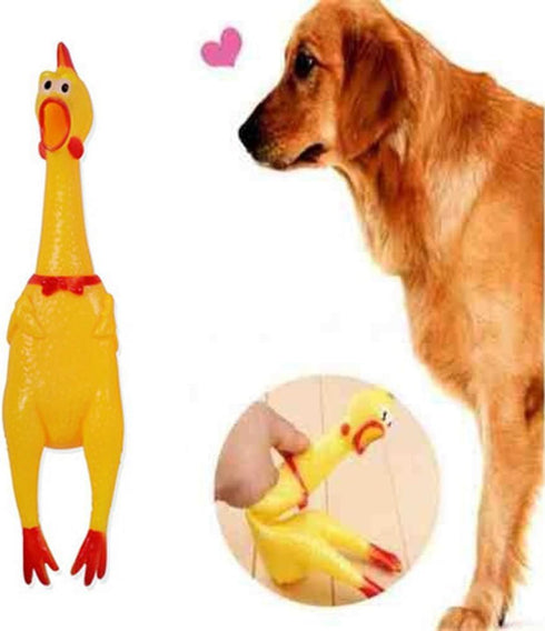 ZGLUZP 1 Pc Yellow Rubber Squeezing Screaming Chicken Toy for Pets Dog Chew Toy MiniaturesSuper Durable Funny Novelty