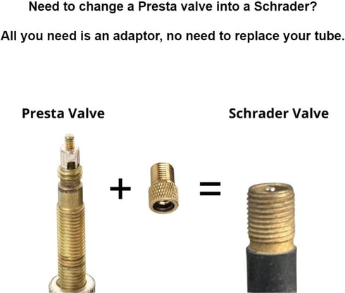 Presta to Schrader Valve Adapter for Bike, Inflate Presta Valve Tire with Air Compressor, 5 Pieces