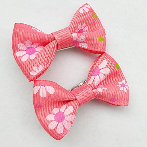 Chenkou Craft 50pcs (25 pairs) Dog Cat Hair Bows with Clips - Pet Grooming Bows in Mixed Colors