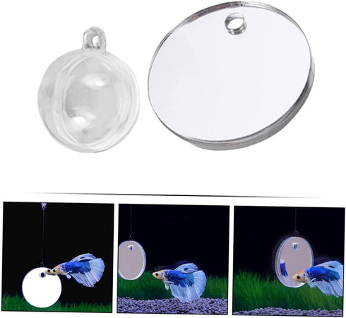 1 Set Acrylic Betta Training Mirror, Double Sided Round Mirror for Fish Aquarium Decoration and Training