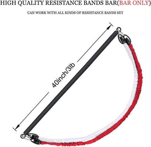 Resistance Band Bar for Fitness Portable Steel Pilates Workout Bar for Exercise 3 Parts Bar for Resistance Bands, Home Gym Resistance Training Equipment