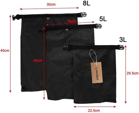 LIXADA 3/5/6 Pack Waterproof Dry Bags, Ultimate Lightweight Roll Top Outdoor Dry Sacks for Kayaking, Camping, Hiking