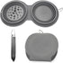IFOYO Collapsible Dog Bowls, 2 in 1 Upgrade Foldable Travel Pet Food Bowl with Non-Skid Silicone Mat (Gray)