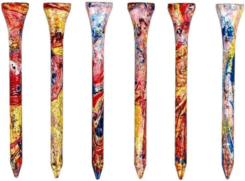Golf Tees Pack of 5, Colorful Natural Wood Golfing Tees, Size 2-3/4 inch