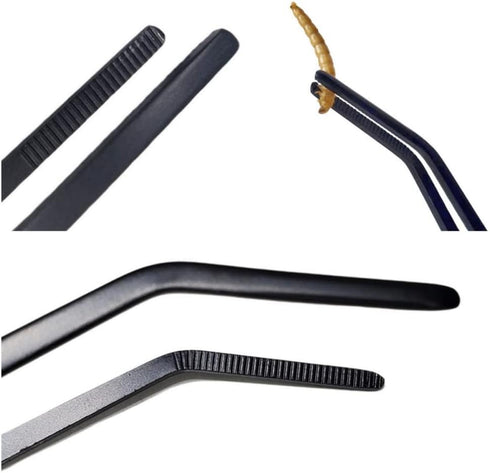 2Pcs 10.5" Reptile Stainless Steel Long Tweezers - Feeding Tongs for Lizards, Snake, Gecko, Tarantula Supplies