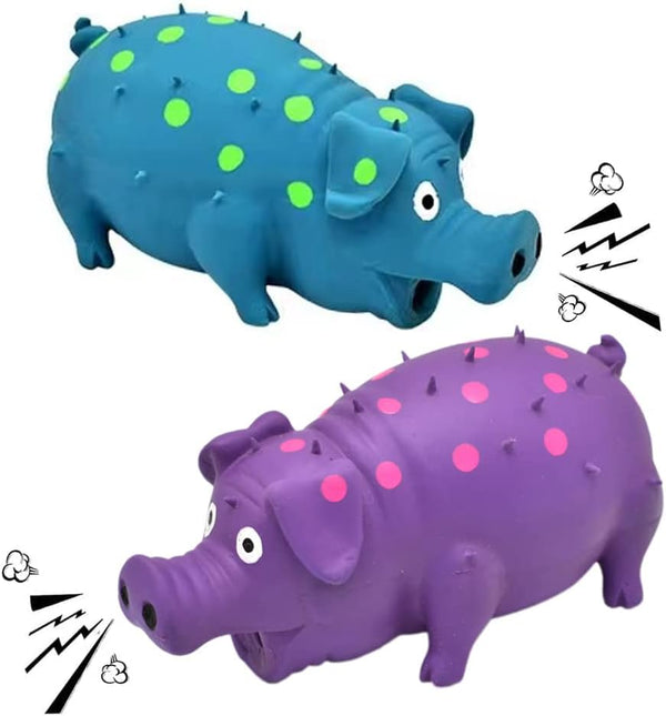 Squeaky Pig Dog Toys, 2 Pack Grunting Oinking Toy for Small Medium Large Dogs, Grunting Sound Play Dog Toy