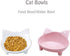 Cat Bowls, BPA Free Melamine, Double Wide Cat Dish Set of 2, Whisker Fatigue Relief, 8 oz Capacity, Non-Slip, Dishwasher Safe, White/Pink