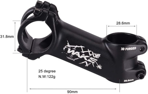 MTB Stem 31.8, 60mm, 70mm, 90mm, 25 Degree Short Handlebar Stem for Most Bicycle, Road Bike, MTN, BMX, Fixie Gear