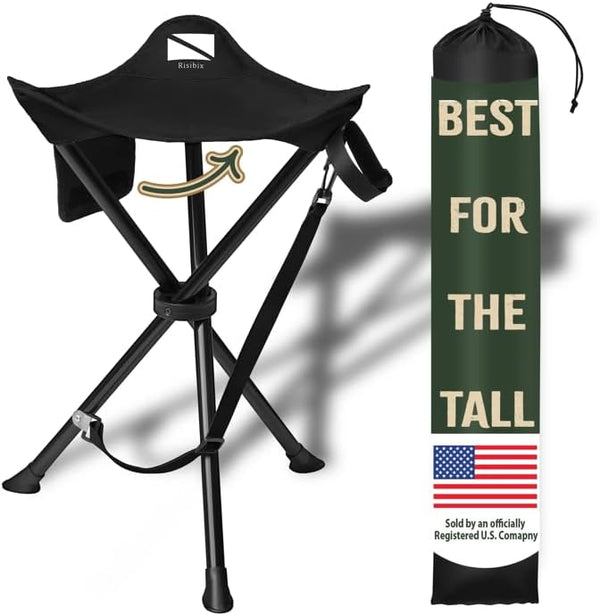 RISIBIX Foldable Tripod Stool - Ultra Portable Seat for Tall People, 20 High