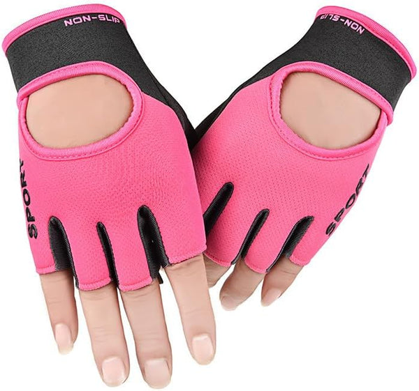 OVOY Men Women Workout Gloves Fingerless Weightlifting Anti-Slip Breathable Gym Exercise Gloves for