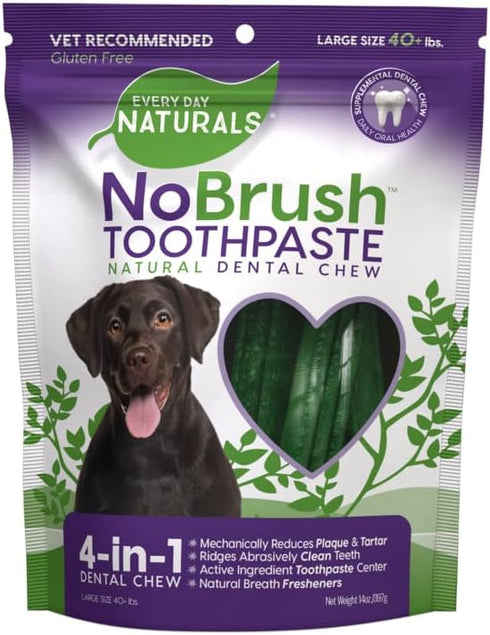 Every Day Naturals Dog Dental Chew, No Brush Toothpaste for Large Breeds,