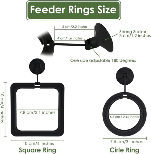 DS. DISTINCTIVE STYLE Fish Feeding Ring 2 Pieces Floating Rings with Suction Cup for Aquarium and Tank Feeding