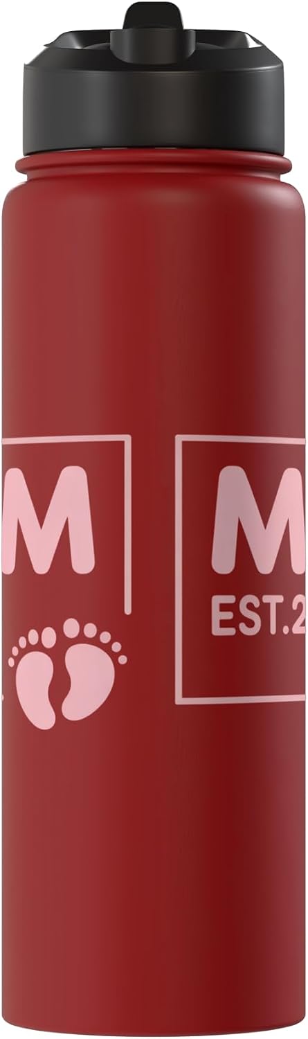 Mom Established 2026 Baby Feet Apparel for Moms 2026 Mom Established New Motherhood Baby Feet Design Stainless Steel
