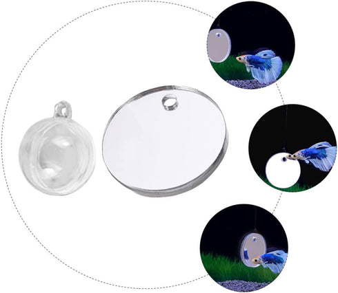 1 Set Acrylic Betta Training Mirror Round Mirrors Double Sided Mirror Fish Aquarium Decoration Betta Training Exercise Fighting Fish Mirror Floating Fish Tank Mirror Plastic by BUGUUYO