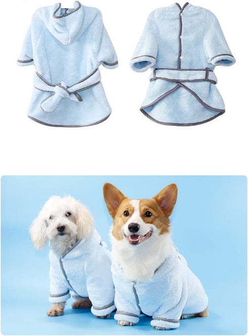 HongGun 3 PC Pet Bathrobe, Dog Bath Towel Microfiber Fast Drying Super Absorbent Dog Pajamas with Hooded Dog Coats