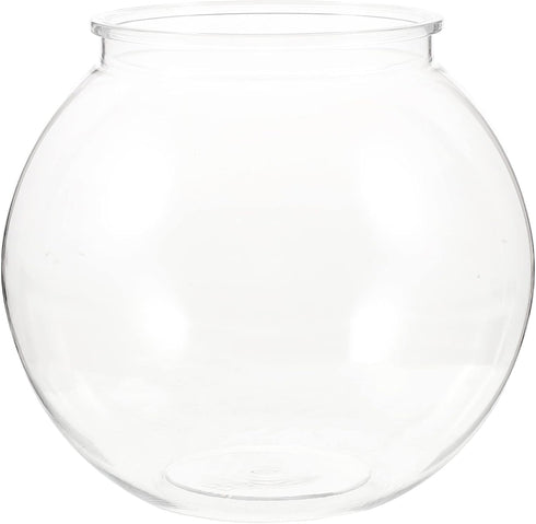 POPETPOP Plastic Fish Bowl, Transparent Small Aquarium for Betta Fish, Round Plastic Fish Bowl (7.07X7.07X6.29in)