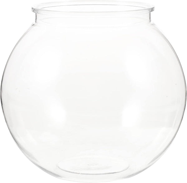 POPETPOP Plastic Fish Bowl, Transparent Small Aquarium for Betta Fish, Round Plastic Fish Bowl (7.07X7.07X6.29in)
