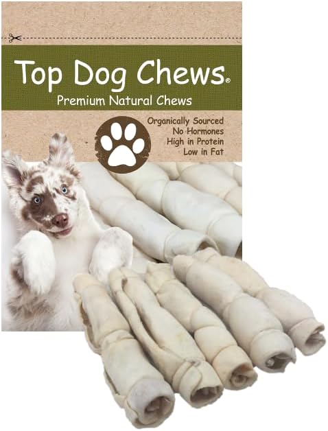 Top Dog Chews Beef Cheek Rolls, 9” – 11”, 5 Pack - Long Lasting Dog Bones for Aggressive Chewers
