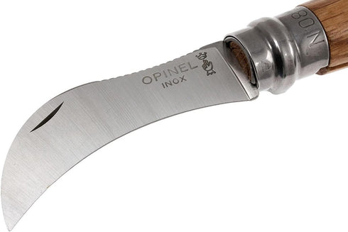 Opinel No. 08 Mushroom Knife, Beechwood Handle, Curved Blade, Made in France