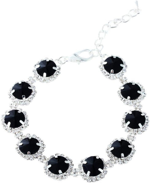 Dogs Kingdom Pet Dog Cat Crystal Collar, Bling Rhinestones Adjustable Necklace Accessories, Black, S: 8-10" Neck