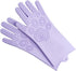 Waterproof Silicone Pet Grooming Gloves - Ambidextrous Scrubber Gloves for Dog Cat Bathing, Hair Removal, Lavender