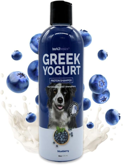 Bark2Basics Blueberry Greek Yogurt Shampoo, 16 oz - Protein Pet Shampoo, Natural